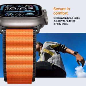 Spigen WBF1 Strap for Apple Watch 44 / 45 / 46 / 49 mm - Black and Orange
