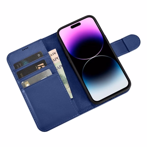 iCarer Piniginės dėklas 2in1 viršelis iPhone 14 Pro Max Anti-RFID odinis atverčiamas dėklas mėlynas (WMI14220728-BU)