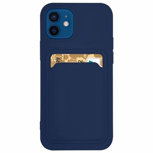 Card Case силиконовый чехол-кошелёк с отделением для карт и документов для Samsung Galaxy A73 тёмно-синий