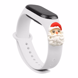 Dirželis Xmas Xiaomi Mi Band 3 / 4 Kalėdinis silikoninis dirželis apyrankė su Kalėdų Seneliu - balta