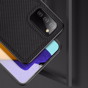 Dux Ducis Fino dėklas telefonui padengtas nailono medžiaga Samsung Galaxy A03s juodas