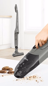 Bosch Serie 2 Readyy'y BBHF214G – belaidis bemaišis vertikalus dulkių siurblys, „2 viename“, 14,4 V, iki 35 min., pilkas