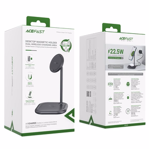 Acefast 15W Qi беспроводное зарядное устройство для iPhone (с MagSafe) и Apple AirPods подставка магнитный держатель серый (E6 gray)