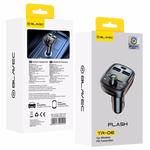 Blavec FM siųstuvas Flash TR-06 MP3, Bluetooth - 2xUSB + Type C - PD 30W (TFMFTR06-B) juodas