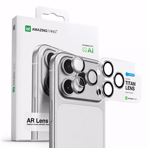 AmazingThing Safyro Objektyvo stiklas iPhone 17 Pro / Pro Max - su sidabro spalvos rėmeliu
