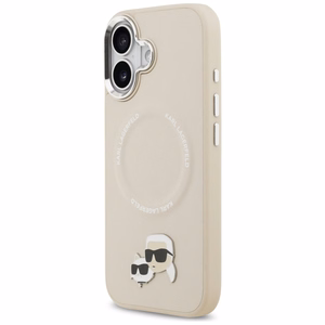 Karl Lagerfeld Karl & Choupette Smeigtukai Magnetinis dėklas telefonui iPhone 17 - smėlinė