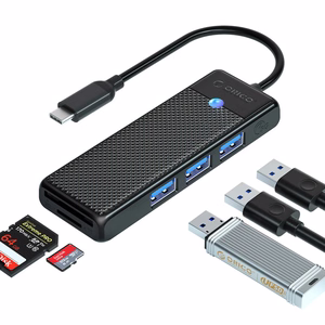 Orico PAPW3AT-C3 USB-хаб 4-портовый 3x USB-A 3.0 с кардридером microSD/SD 1 м - черный