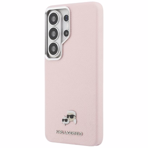 Karl Lagerfeld Saffiano KC Metal Logo MagSafe чехол Samsung Galaxy S26 Ultra - розовый