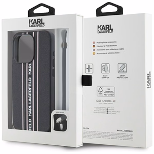 Karl Lagerfeld Saffiano Athleisure Stripes Cord dėklas telefonui iPhone 15 Pro - rožinis