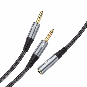 Laidas AUX 2in1 Jack 3,5 mm (motininė) į 2 x Jack 3,5 mm (tėvinė) Hoco 0,25 m UPA21 metalinis pilkas