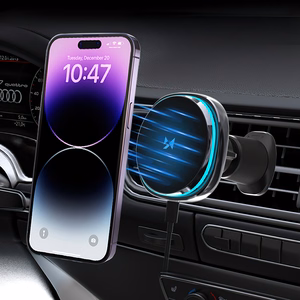 Belaidis automobilinis įkroviklis+laikiklis Wozinsky (WCT5-6S2Y) magnetinis (MagSafe 15W) ventiliacijos grotelėms juodas
