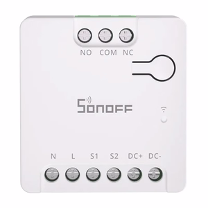 SONOFF MINI-D išmanusis Wi-Fi Matter jungiklis (AC/DC 12-48V, sausasis kontaktas)