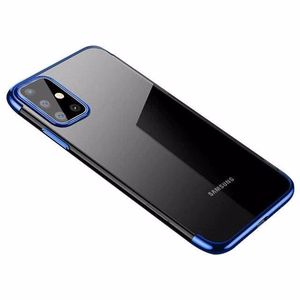 Clear Color Case гелевый TPU чехол с гальванизированной рамкой для Samsung Galaxy A72 4G синий