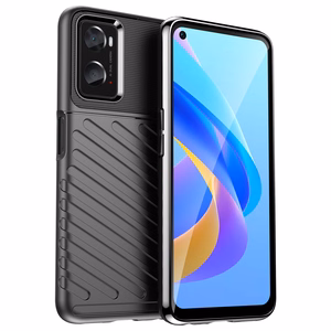 Griaustinio dėklas lankstus šarvuotas dangtelis Oppo A76 / Oppo A36 / Realme 9i juodas