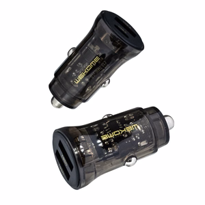 Автомобильное зарядное устройство WEKOME WP-C40 Vanguard Series, 2 × USB-A, 15 W, чёрный и прозрачный