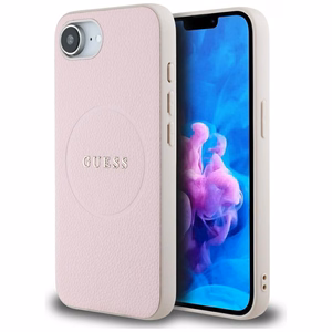 Guess Grained Ring MagSafe dėklas telefonui iPhone 16e - rožinė