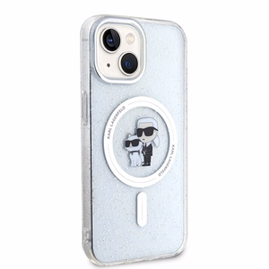 Dėklas telefonui Karl Lagerfeld Karl&Choupette Glitter Magnetinis MagSafe iPhone 15 Plus - permatomas (m)