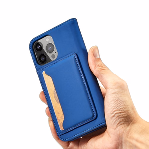 Magnet Card Case для Samsung Galaxy S23 Ultra флип-чехол кошелёк подставка синий