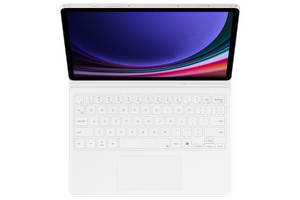 DX725UW Book Cover Keyboard Samsung Galaxy Tab S9/S9 FE/S10 FE/S10 Lite, baltas