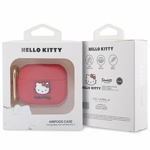 Hello Kitty silikoninis 3D Kitty galvos dėklas AirPods Pro 2 (2022/2023) - fuksijos