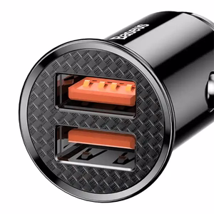 Baseus Circular automobilinis įkroviklis 2x USB QC3.0, 30W, juodas