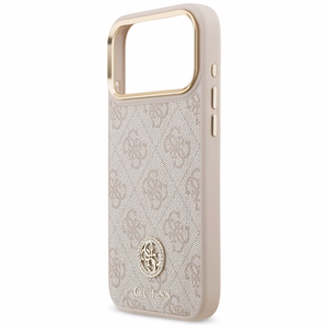 Guess 4G Strass Logo & Big Strap Metal Buttons Magnetinis dėklas telefonui iPhone 17 Pro Max - rožinė