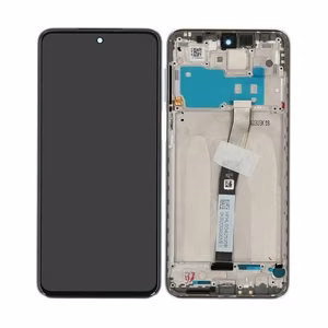 LCD ekranas Xiaomi Redmi Note 9 Pro/Note 9S su lietimui jautriu ekranu su rėmu baltas originalus (service pack)