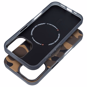Dėklas telefonui FORCELL F-PROTECT su dviejų sluoksnių 4D technologija, militarinio kritimo testo suderinamas IPHONE 16 desertinis kamufliažas