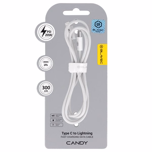 Blavec Кабель Candy плетёный - Type C to Lightning - PD 20W 2,4A 3 метра Apple CarPlay (CCA-CL24W30) белый