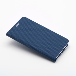LUNA Book Carbon dėklas telefonui XIAOMI Redmi Note 14 4G (GLOBAL - 164,84mm x 78,15mm x 8,16mm) mėlynas