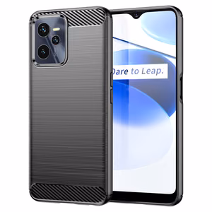 Carbon Case чехол для Realme C35 гибкая силиконовая карбоновая накладка чёрный