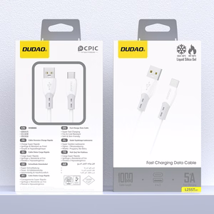 Кабель Dudao L25ST USB-A - USB-C, 5A, мягкое силиконовое плетение, 1м, белый