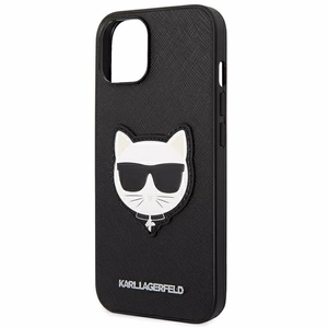 Karl Lagerfeld Saffiano Choupette Head Patch dėklas telefonu iPhone 14 Plus - juodas