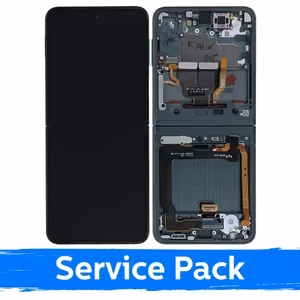 LCD ekranas Samsung F711 Z Flip3 (VIDINIS) su rėmeliu / žalias / (Service Pack)