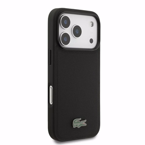 Dėklas Lacoste PVC Iconic Petit Pique Metal Logo MagSafe Apple iPhone 18 Pro juodas