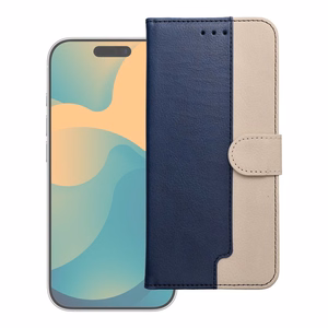 Atverčiamas dėklas Motorola G67 / G77 Split Book, tamsiai mėlynas ir kreminis