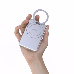 Dudao K28 10000mAh PD 22.5W Magnetinė išorinė baterija su metaliniu dėklu ir žiedo stovu - sidabrinė