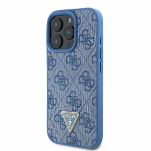 Guess Odinis Metalinis Logotipas Strass Kryžminis dėklas iPhone 16 Pro Max - mėlyna