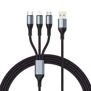 USB kabelis Bwoo (X274) 3in1 USB-C į (1 x USB-C; 1 x lightning; 1 x microUSB) 1m juodas