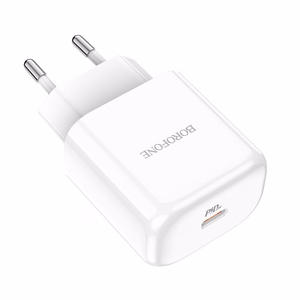Borofone BN3 Premium USB-C sieninis įkroviklis QC 3.0 PD 2.0 20W baltas