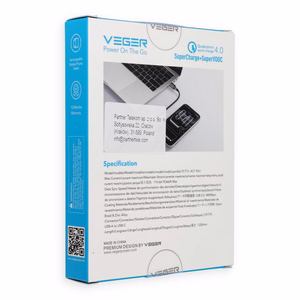 Кабель с LED-индикатором USB A — Type C VEGER PD 3A 66 Вт AC1-XHJ, 1,2 м, черный