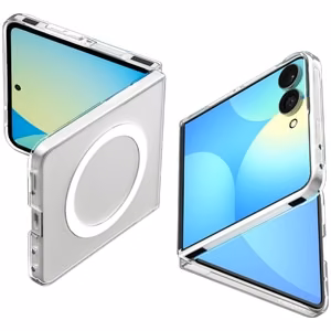 Spigen AirSkin MagFit dėklas, skirtas „Samsung Galaxy Z Flip 8“ – skaidrus su balta spalva