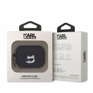 KLAP2RUNCHK AirPods Pro 2 dėklas juodas silikoninis Choupette Head 3D