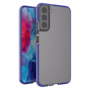 Spring dėklas telefonui gelinis dėklas su spalvotu rėmeliu Samsung Galaxy S22 + (S22 Plus) tamsiai mėlyna