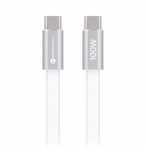 Кабель USB-C — USB-C Forcell F-Energy QC4.0 PD 5A 100W Cafule Flat 1,2 м CCFN23 белый