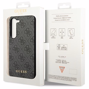 Guess GUHCS23SG4GFGR S23 S911 серый/серый жёсткий чехол 4G Metal с золотым логотипом