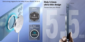 Magnetic Wireless Charger CHOETECH, 15W, iPhone 14, blue