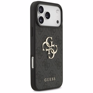 Dėklas Guess PU 4G Metal Logo Apple iPhone 17 Pro Max pilkas