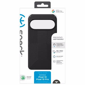 Speck Presidio2 Grip Magnet dėklas, skirtas Google Pixel 10 / 10 Pro, „Black / Slate Grey“ spalvos