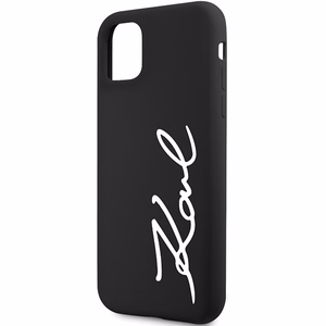 Karl Lagerfeld KLHCN61SKSVGK iPhone 11 / Xr 6.1" juodas kietas dėklas Silikoninis Parašas